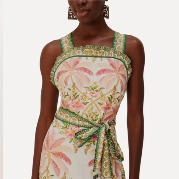 Farm Rio Palm Dream Off-White Sleeveless Angled Mini Dress - Picture 3 of 11